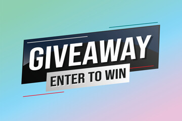 giveaway enter and win word vector illustration blue 3d style for social media landing page, template, ui, web, mobile app, poster, banner, flyer, background, gift card, coupon, label, wallpaper