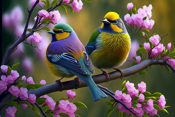 Cute little spring birds (AI Generated)