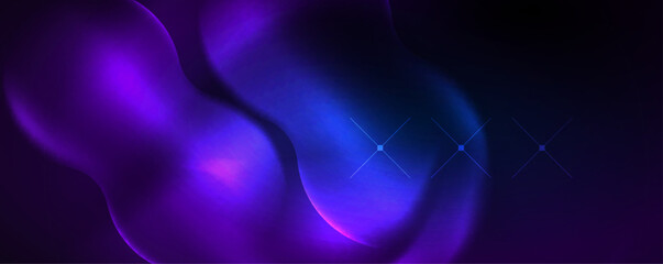 Neon glowing waves, magic energy space light concept, abstract background wallpaper design