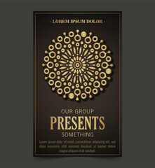 Luxury mandala decorative card in gold color