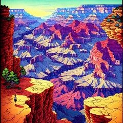 Amazing landscape with shaded cells, Grand Canyon, captivating, beautiful, charming, stylized, fantasy, generated by AI