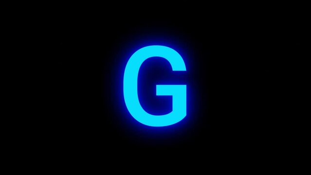 Letter G Glow Light Neon Blue Animation