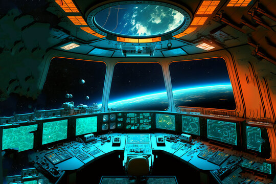 super huge space port, large mission control center. Generative AI	