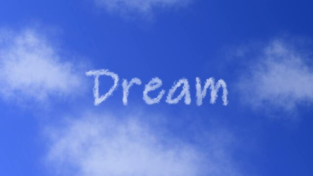 Dream Text or Word with Cloud Effect Symbol Animation on Blue Sky