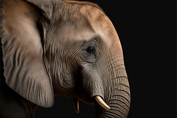 Obraz premium A close up image zoom image of an African elephant isolated for wildlife-themed graphic design generative ai