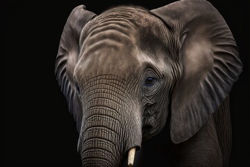 Fototapeta na wymiar A close up image zoom image of an African elephant isolated for wildlife-themed graphic design generative ai