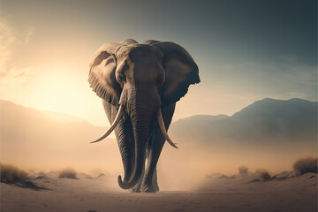 Fototapeta na wymiar A close up image zoom image of an African elephant isolated for wildlife-themed graphic design generative ai