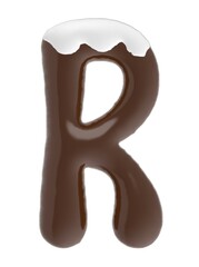 Letter R uppercase chocolate font with cream on top