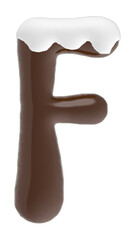 Letter F uppercase chocolate font with cream on top