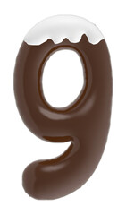 number 9 chocolate font with cream on top