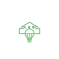 House with led eco lamp icon logo isolated on white background