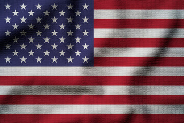 Fototapeta premium Close up of waving of United states of America or USA flag for Independence Day concept.