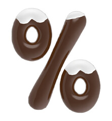 Percentage symbol chocolate font with cream on top