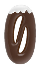 number 0 chocolate font with cream on top isolated