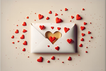 Lovely Envelope & Red Hearts