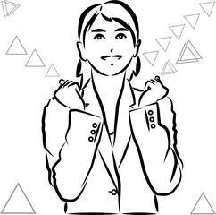 ガッツポーズする働く女性