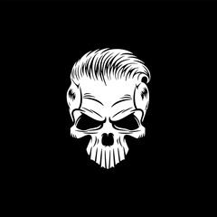 Black and White Skull Logo Design Template 