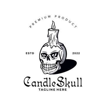 Candle Skull Logo Design Vector Illustration Template Idea