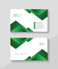 Fototapeta premium Green and white business card design template, Modern visiting card, or name card