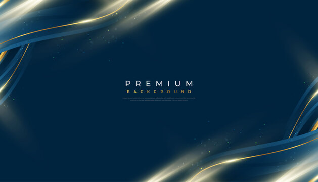 Luxury Blue and Gold Background in Paper Cut Style with Shining and Sparkling Gold Light Effect. Can be Used for Award, Banner, Card, Nomination, Ceremony, Formal Invitation or Certificate Design