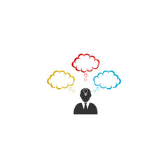 Head Light Bulb With Thought cloud Idea icon isolated on white background