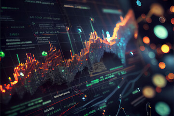 Obraz na płótnie Canvas illustration of World business graph or chart stock market or data exchange . AI