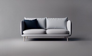 3d render of a white sofa and black pillows isolated on a gray background