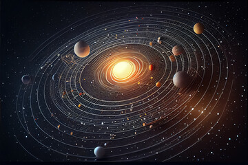Solar system planets around sun scientific information . AI