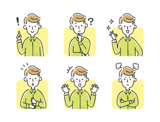 男性の表情セット　上半身