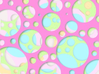 Different shape circles with different colors, overlapping each other in white background
