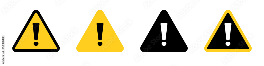 Aufkleber triangle attention icon set. danger and warning. exclamation point icons. vector.
