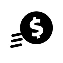 Dollar coin silhouette icon of payment. Vector.