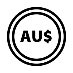 Australian dollar coin. Australian currency symbol. Vector.