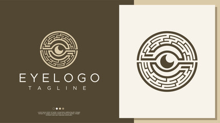 Line eye abstract logo design template