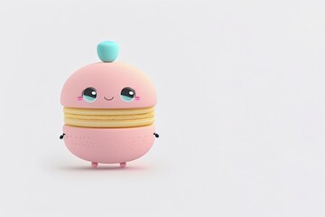 Cute macaroon with faces. Vector food image.  Macaroon emoji. Kawaii macaron. Cute French dessert with funny faces. Generative AI.