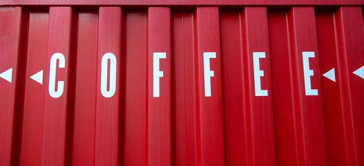 Fototapeta premium n for Coffe in white letters on a red metal background