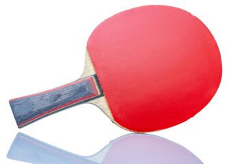 Table tennis racket is isolated on a white background with reflection