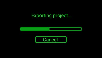 A 3D rendering green Exporting video icon isolated on black background