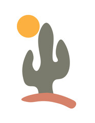 illustration of a aethetic cactus with sun