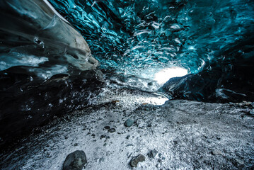 Ice cave in Iceland island