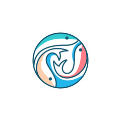 creative Fish  logo design. Vector illustration Fish logo with line. Modern linear logo design vector icon template