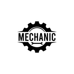 Obraz premium gear and wrench mechanic logo design. Vector illustration gear and wrench mechanic. modern logo design vector icon template
