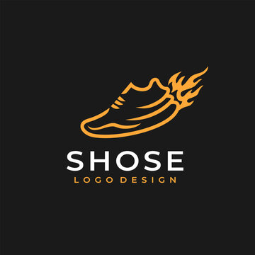 creative Shoes  logo design. Vector illustration running Shoes and fire. modern logo design vector icon template