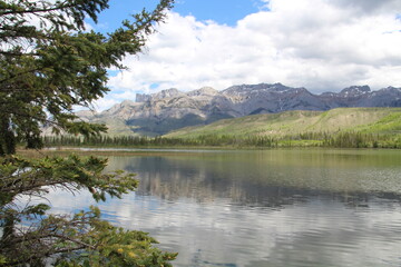 Fototapeta na wymiar Spring Reflections On The Lake, Jasper National Park, Alberta