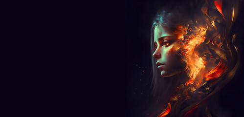Image of a girl- A misterious women burning with fire dream