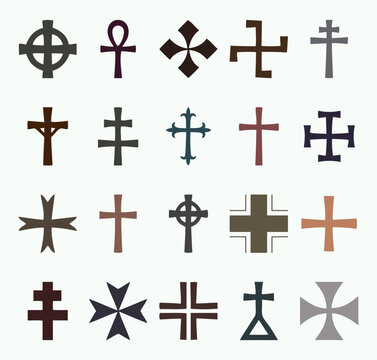 Cross Colorful Vector Icon Set Collection