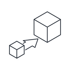 Merge. Сonvergence.  Vector linear icon isolated on white background.