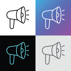 Advertising thin line icon. Megaphone, annoucement, marketing. Vector illustration.