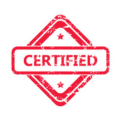 Rubber stamp cerified, red color seal isolated