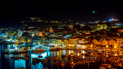 Fototapeta premium night city view Croatia Baška